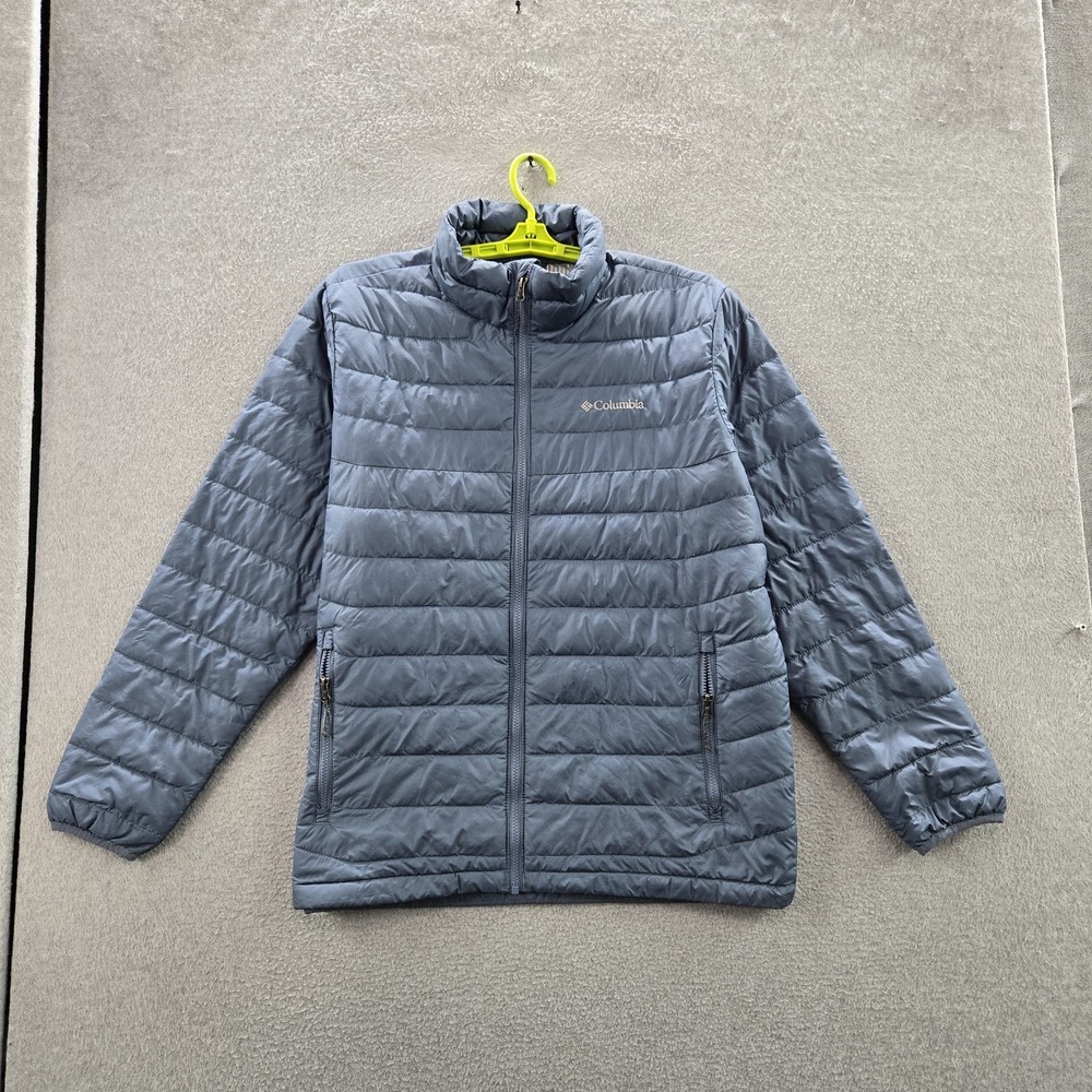 Columbia Men Jacket L Gray Nylon Polyester Microfiber Thermal Coil Puffer